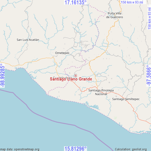 Santiago Llano Grande on map