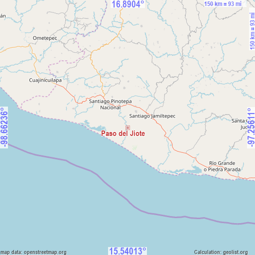 Paso del Jiote on map