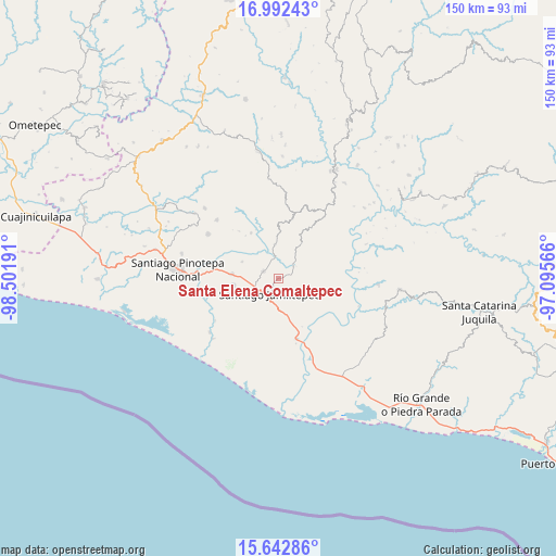 Santa Elena Comaltepec on map