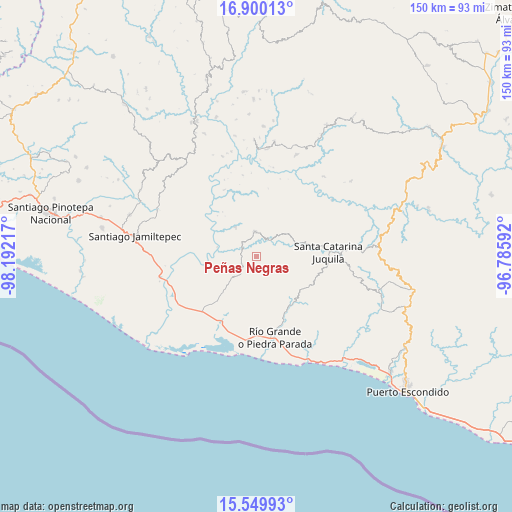 Peñas Negras on map