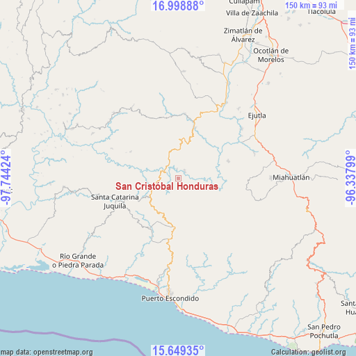 San Cristóbal Honduras on map