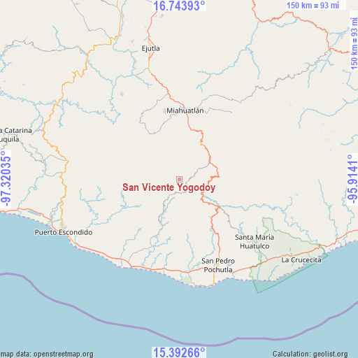 San Vicente Yogodoy on map