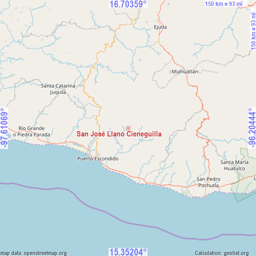San José Llano Cieneguilla on map
