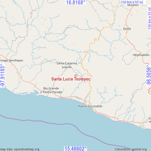 Santa Lucía Teotepec on map