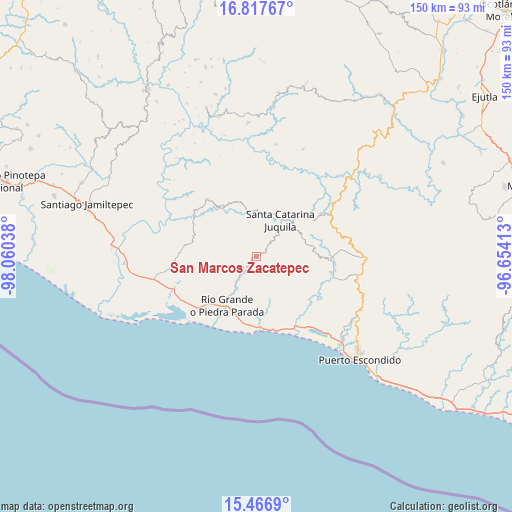 San Marcos Zacatepec on map
