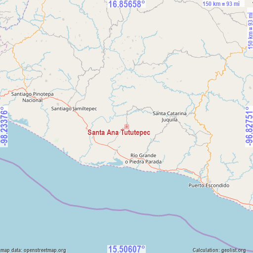 Santa Ana Tututepec on map
