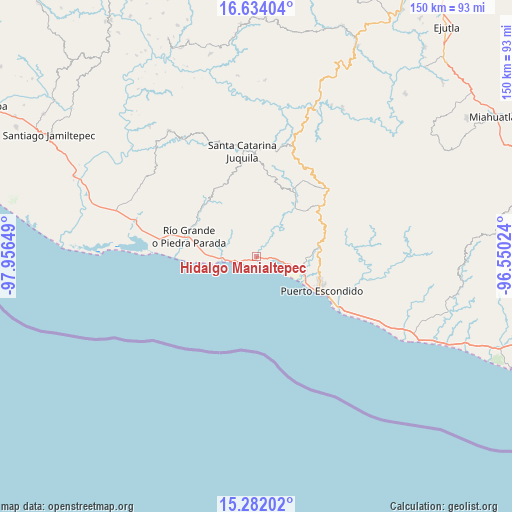 Hidalgo Manialtepec on map