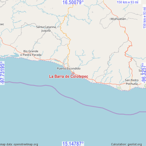 La Barra de Colotepec on map