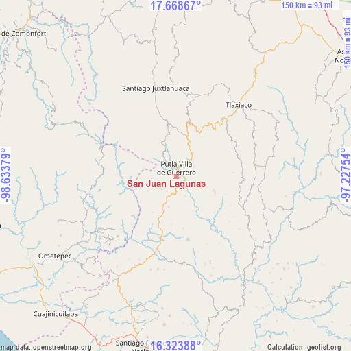 San Juan Lagunas on map