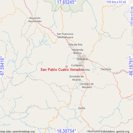 San Pablo Cuatro Venados on map