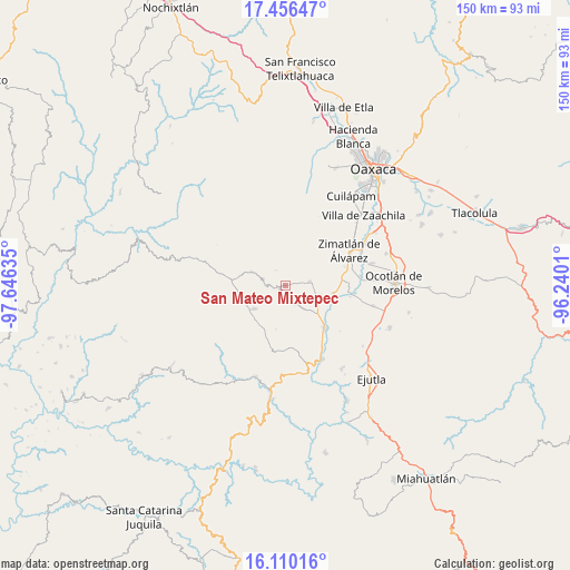 San Mateo Mixtepec on map