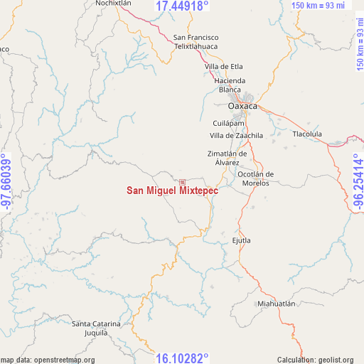 San Miguel Mixtepec on map