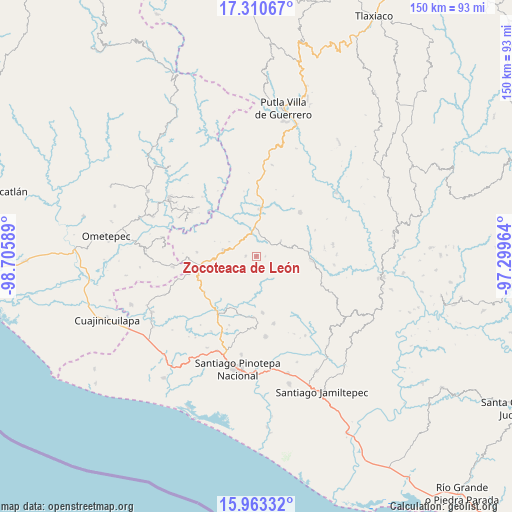 Zocoteaca de León on map