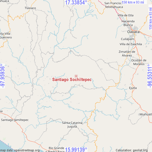 Santiago Sochiltepec on map