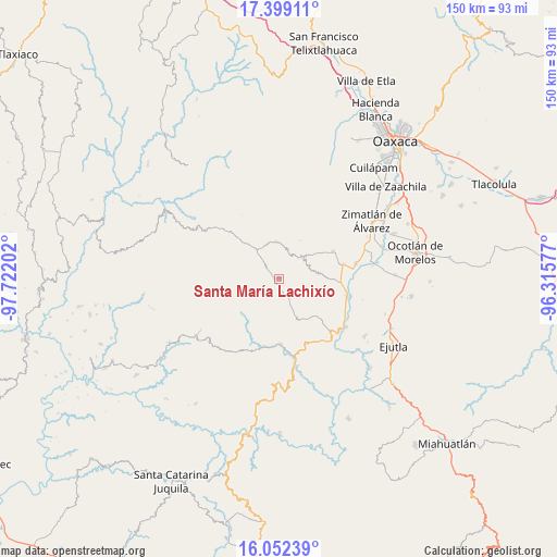 Santa María Lachixío on map