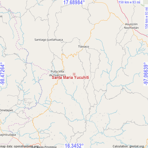Santa María Yucuhiti on map