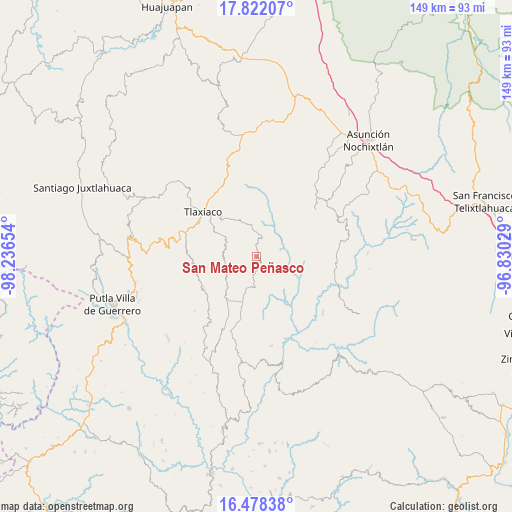 San Mateo Peñasco on map