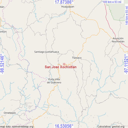 San José Xochixtlán on map