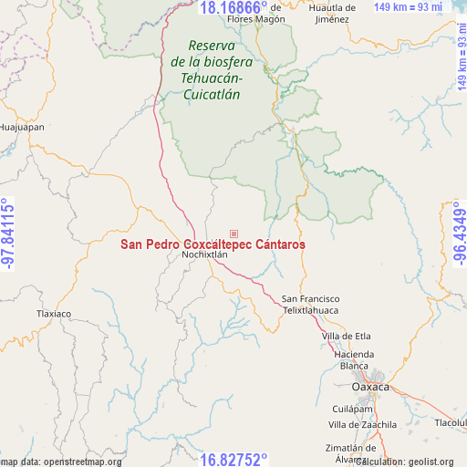 San Pedro Coxcaltepec Cántaros on map