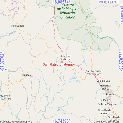 San Mateo Etlatongo on map