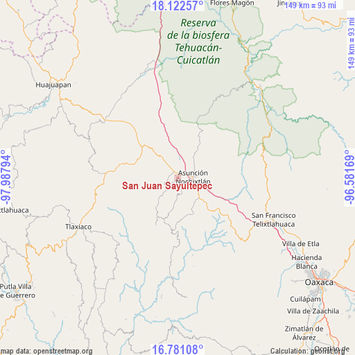 San Juan Sayultepec on map