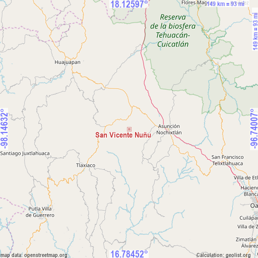 San Vicente Nuñu on map