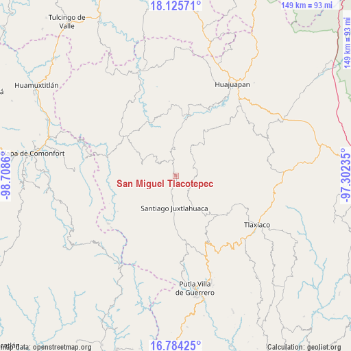 San Miguel Tlacotepec on map