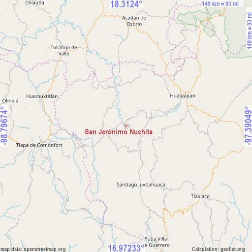 San Jerónimo Nuchita on map