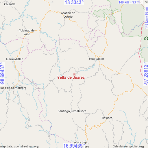 Yetla de Juárez on map