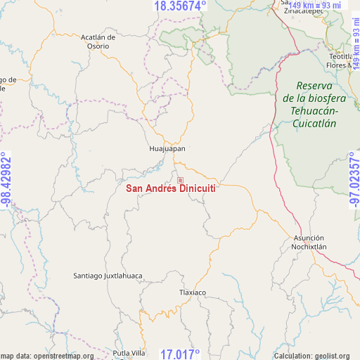 San Andrés Dinicuiti on map