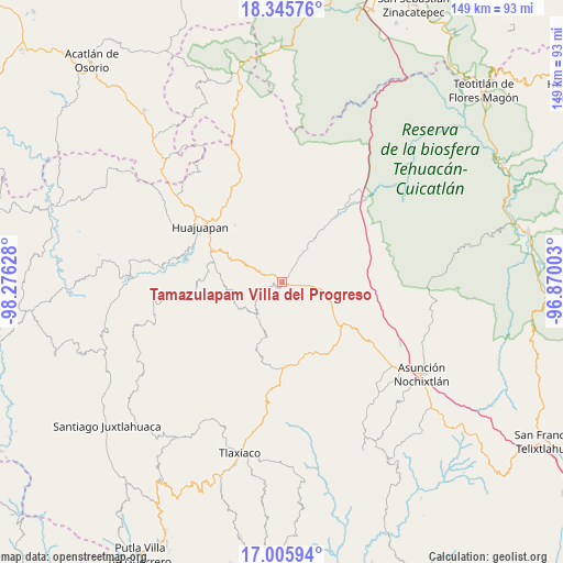 Tamazulapam Villa del Progreso on map
