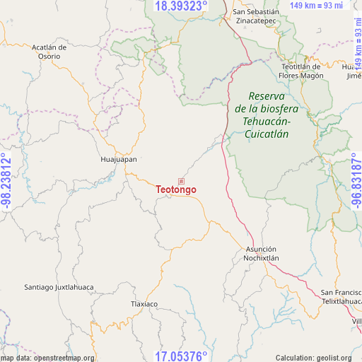 Teotongo on map