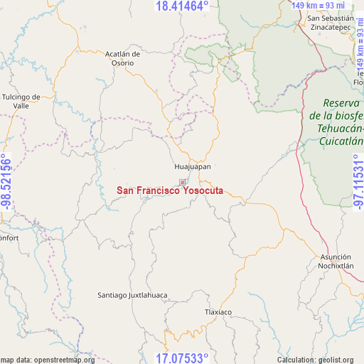San Francisco Yosocuta on map