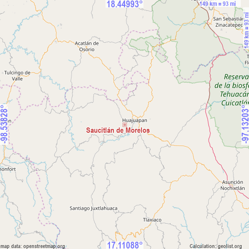 Saucitlán de Morelos on map