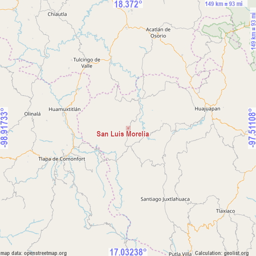 San Luis Morelia on map