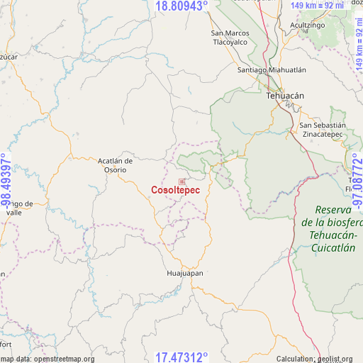 Cosoltepec on map