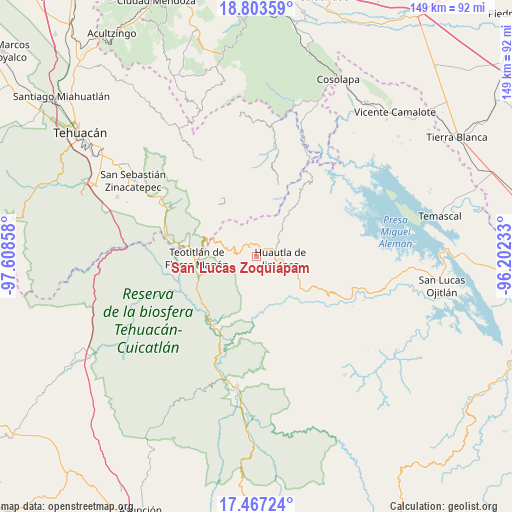 San Lucas Zoquiápam on map