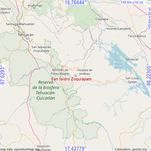 San Isidro Zoquiápam on map