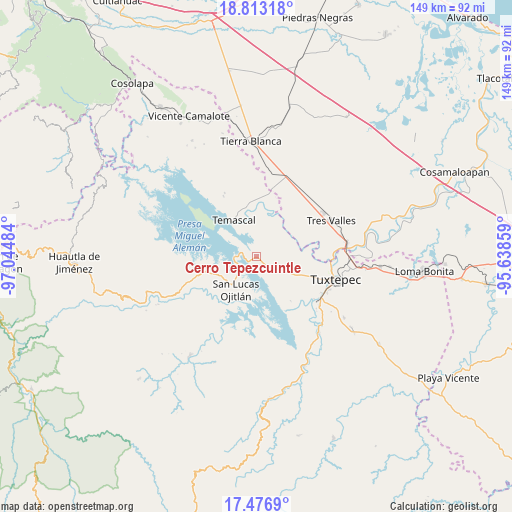 Cerro Tepezcuintle on map