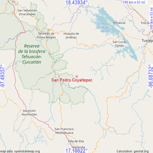 San Pedro Coyaltepec on map