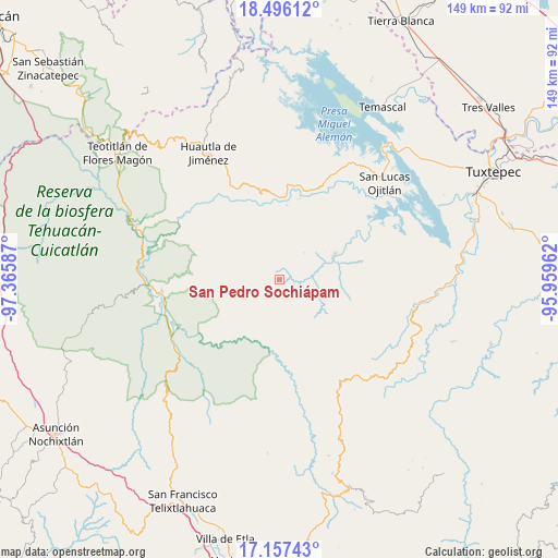 San Pedro Sochiápam on map