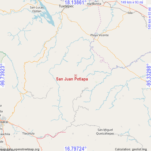 San Juan Petlapa on map