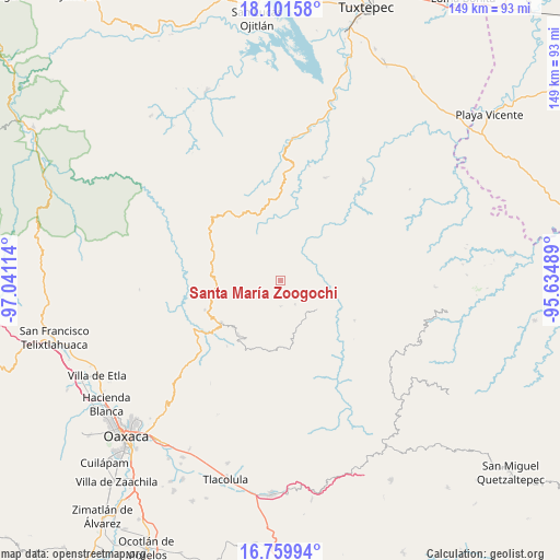 Santa María Zoogochi on map
