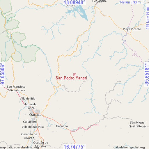 San Pedro Yaneri on map