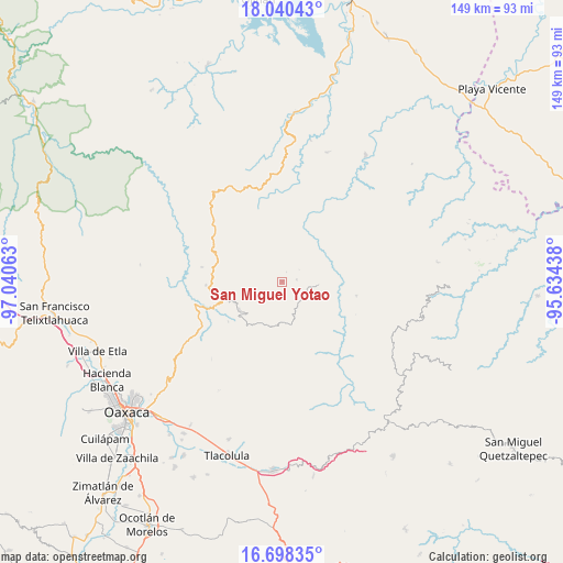 San Miguel Yotao on map
