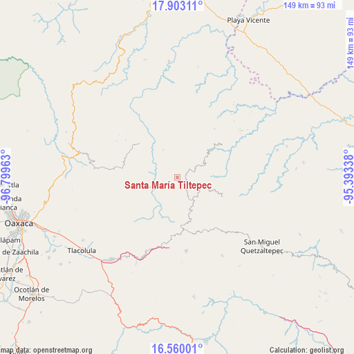 Santa María Tiltepec on map