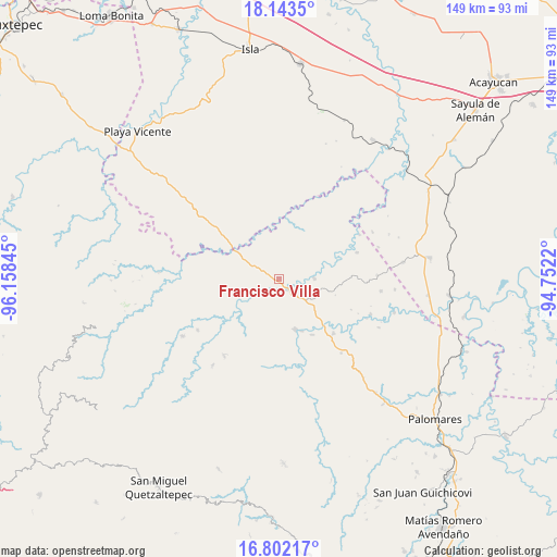 Francisco Villa on map