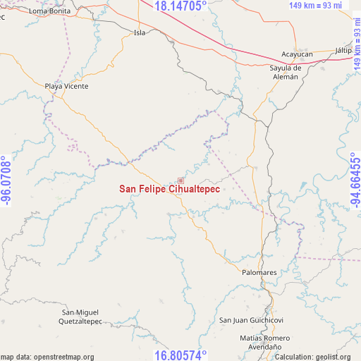 San Felipe Cihualtepec on map