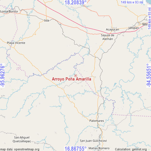 Arroyo Peña Amarilla on map