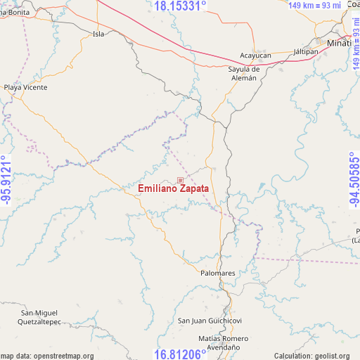 Emiliano Zapata on map